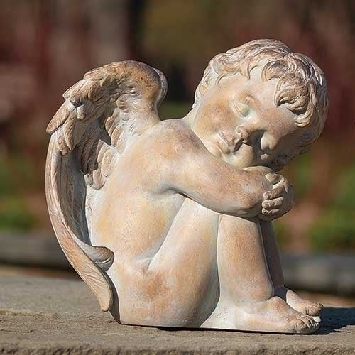 9" Sleeping Cherub with Wings Garden Statue