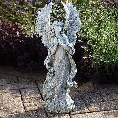21"H PRAYING ANGEL W/WINGS GARDEN STATUE
