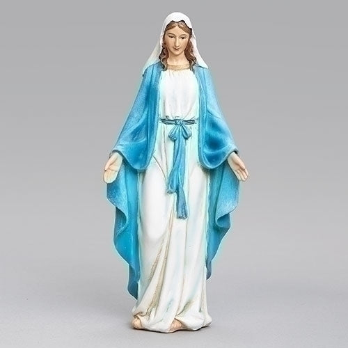 Our Lady of Grace Blue White 6 inch Resin Stoneware Tabletop Figurine Statue