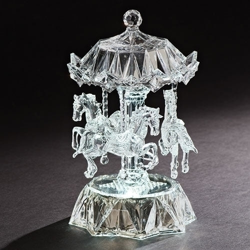 8"H LED MUSICAL CAROUSEL ACRYLIC B/O W/O BATT