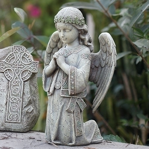 12.25"H CELTIC KNEELING ANGEL 	GARDEN STATUE