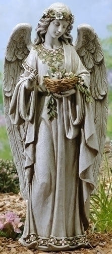 Angel Holding Bird Nest Statue