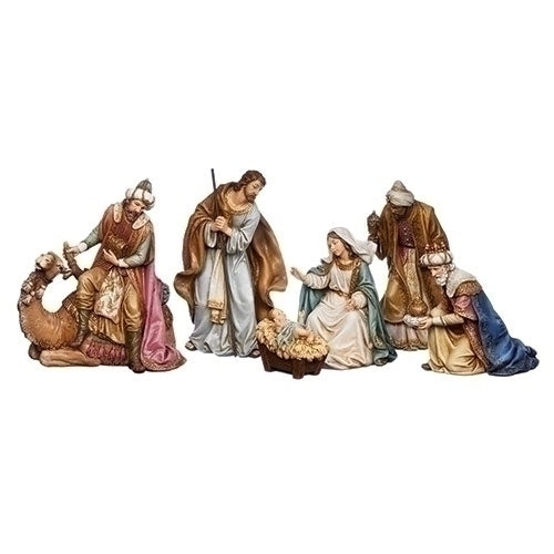 6-Piece Nativity Set, Includes Holy Family and Three Kings, 8" H, Resin