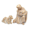 Shepherd with Sheep Figure Set for 35" Scale Nativity Collection, 18.5", Wood Carve Look,