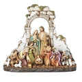 Kneeling Nativity Figure, Includes Holy Family, Angel, Three Kings, Shepherds, Sheep, Stone Wall, 8.5"