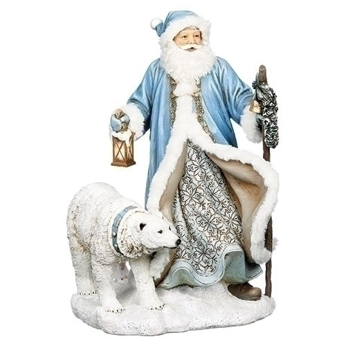 16"H LED BLUE SANTA/POLAR BEAR LED LANTERN B/O INCLUDED