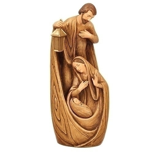 Nativity Holy Family Figure, Carved Wood Look, 12" H