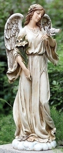 24.5"H ANGEL W/DOVE GARDEN STATUE