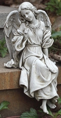 12.75"H SITTING ANGEL FACING LEFT; GARDEN STATUE