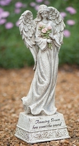14''H GRAVE ANGEL AMAZING GRACE