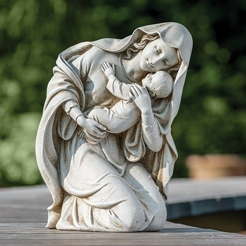 Kneeling Madonna and Child Statue, 13.5" H