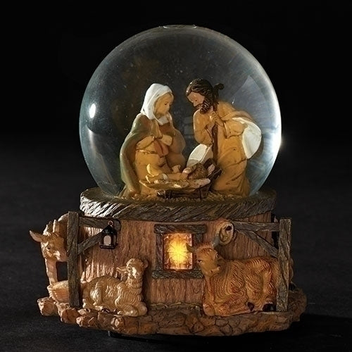 5.75" Musical Lighted Holy Family Glitterdome