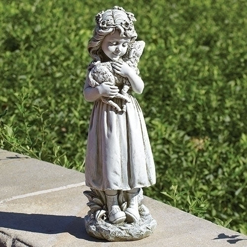 16"H ANGEL W/LAMB GARDEN STATUE