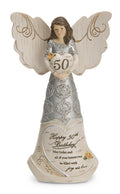 50th Birthday - 6" Angel Holding 50th Heart