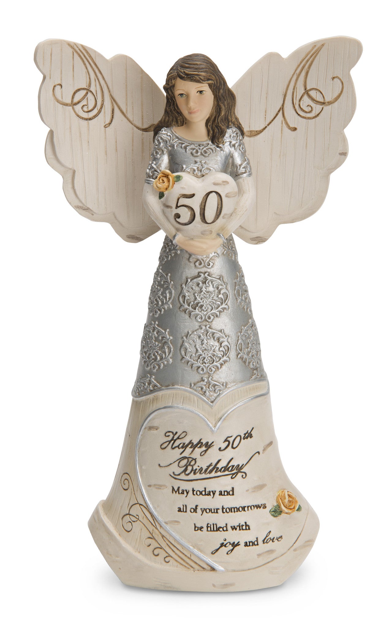 50th Birthday - 6" Angel Holding 50th Heart
