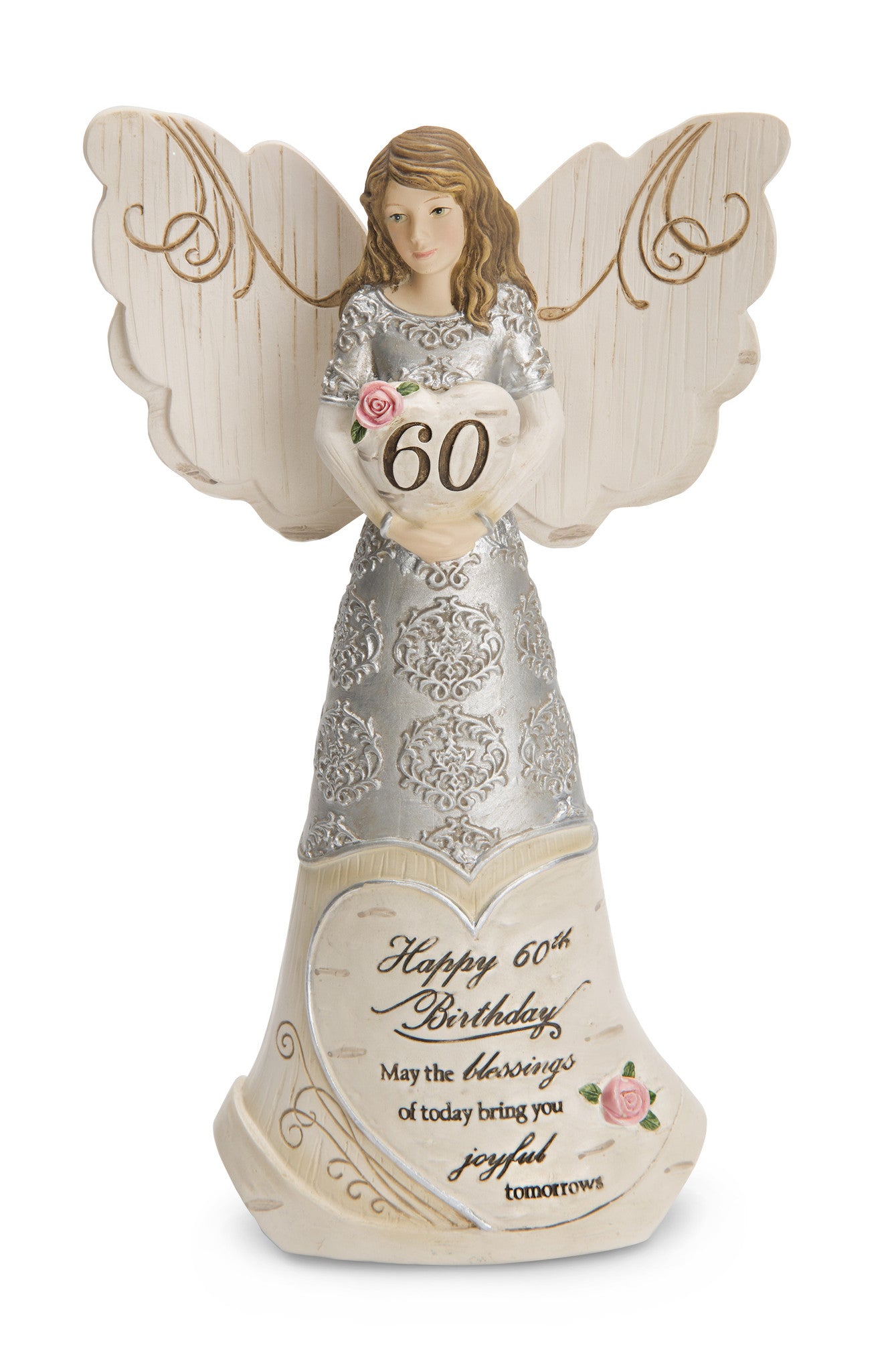 60th Birthday - 6" Angel Holding 60th Heart