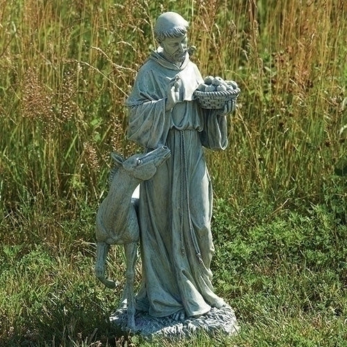 ST Francis with Horse, Garden Collection, Religious Statue, Holy Family, Memorial, Angel, Patron Saint, Garden Décor (13x13x25)